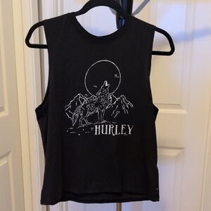 Hurley Black Wolf Graphic Muscle Tee Sz L